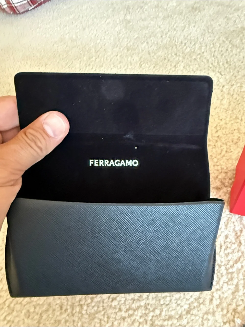 Salvatore Ferragamo Men's Matte Black Sunglasses with Red Box
